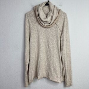 FP Beach Shirt‎ Womens M Beige Cocoon Cowl Neck Pullover Boho Workout Beachy